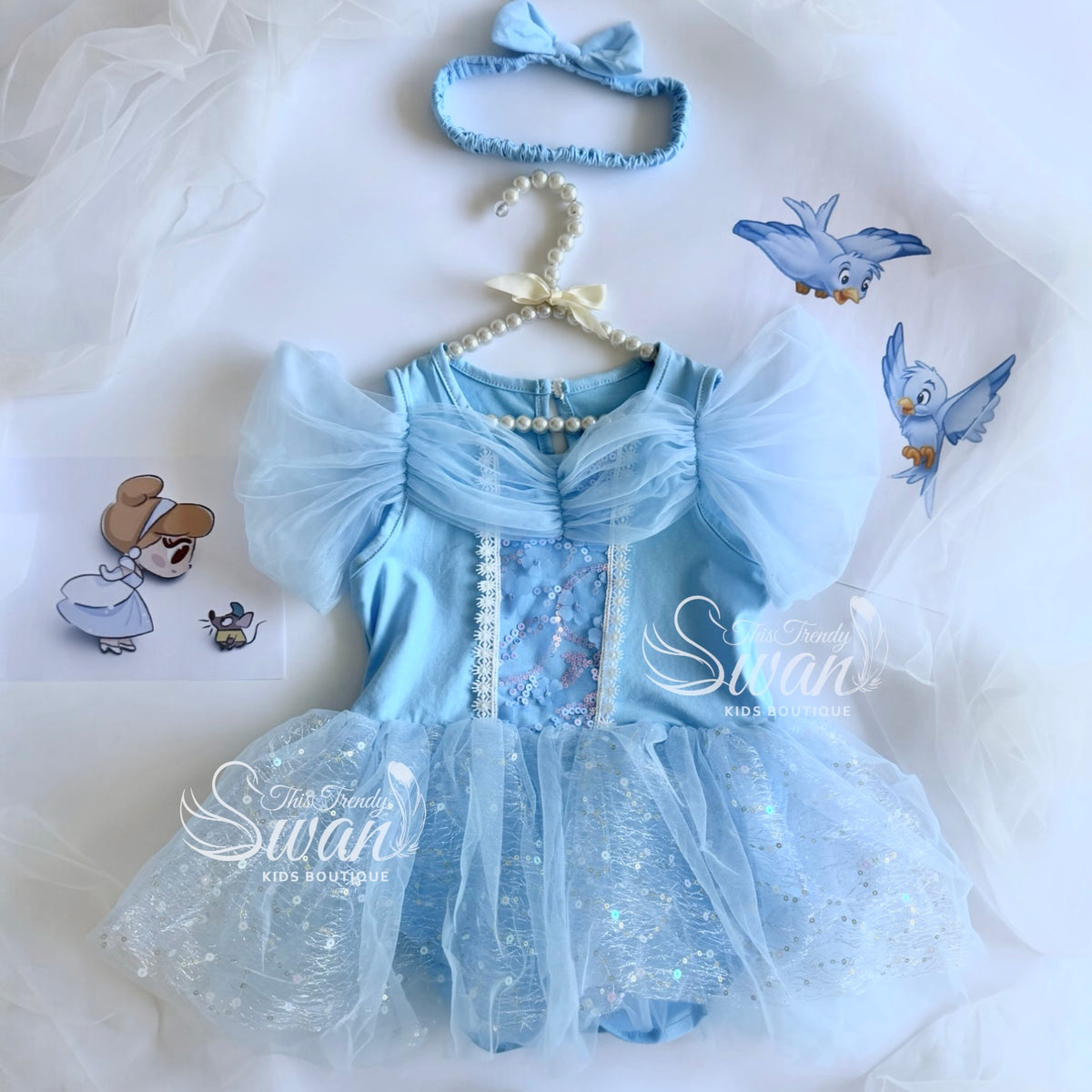 Baby Cinder Romper Dress & Headband