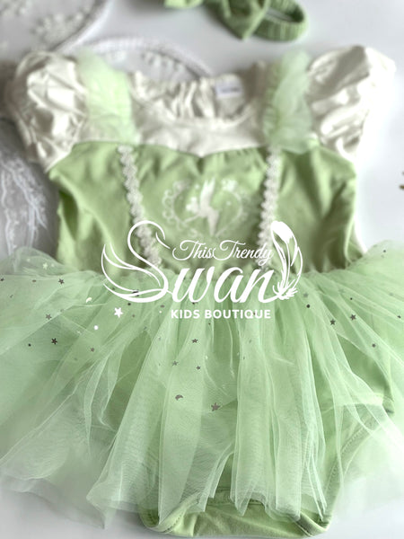 Tinker Bell Fairy Baby Romper Dress & Headband