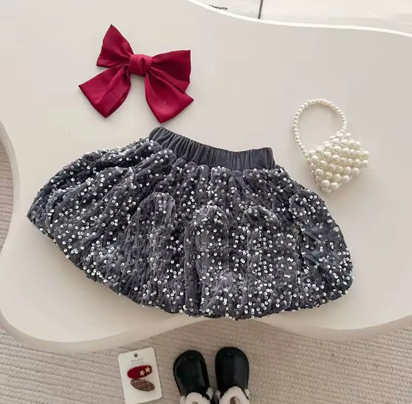 Cardigan & Sequin Skirt