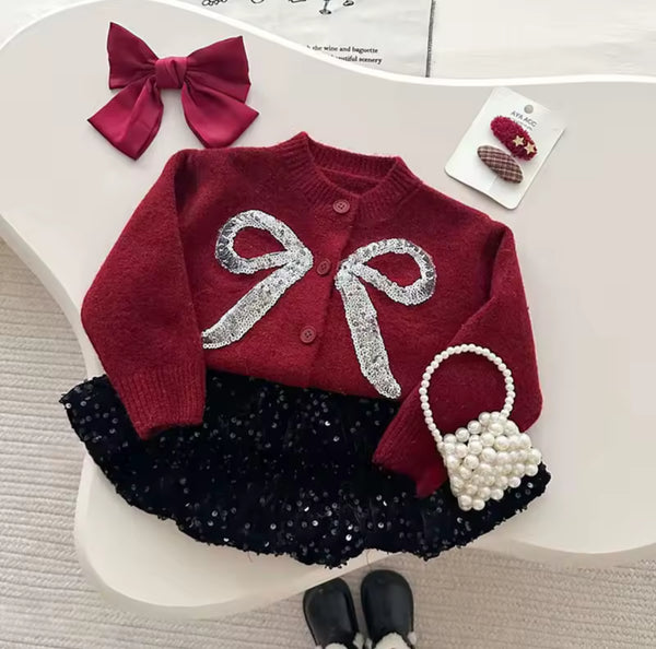Cardigan & Sequin Skirt
