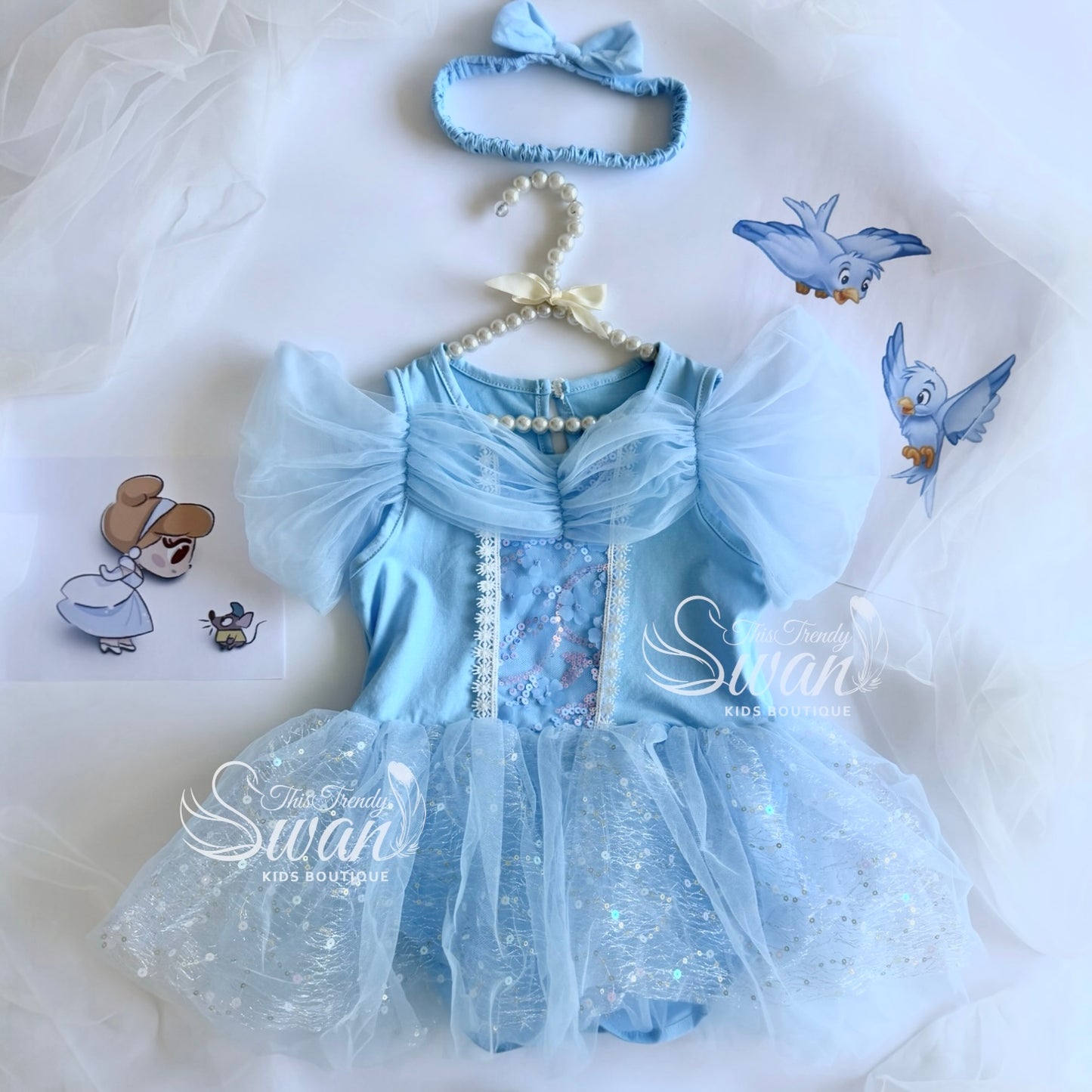 Baby Cinder Romper Dress & Headband