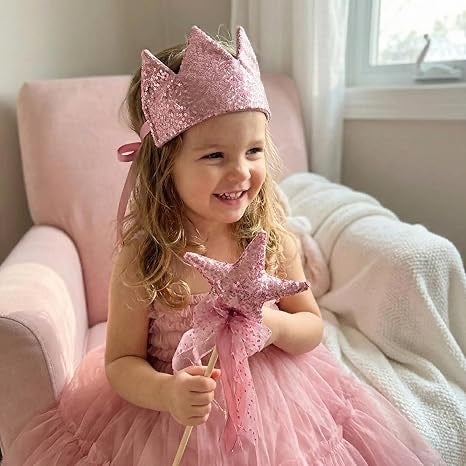 Sequin Crown & Wand - Pink