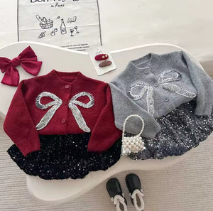 Cardigan & Sequin Skirt