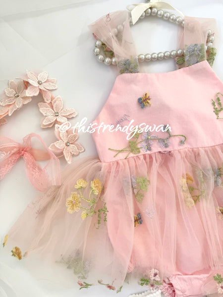 Embroidered Floral Romper