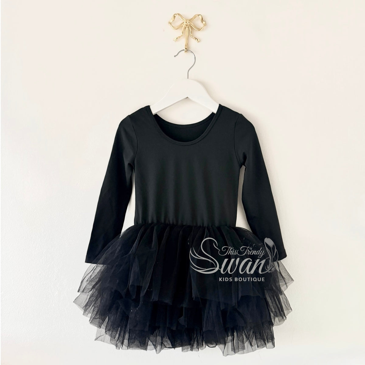 Ballerina Leotard Dress Long Sleeve – Black