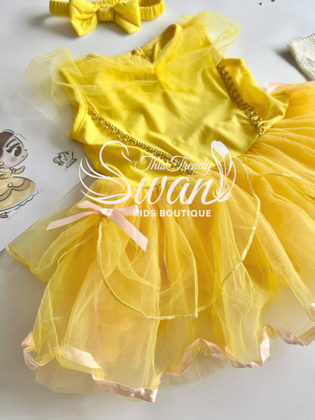 Princess Belle Baby Romper Dress & Headband