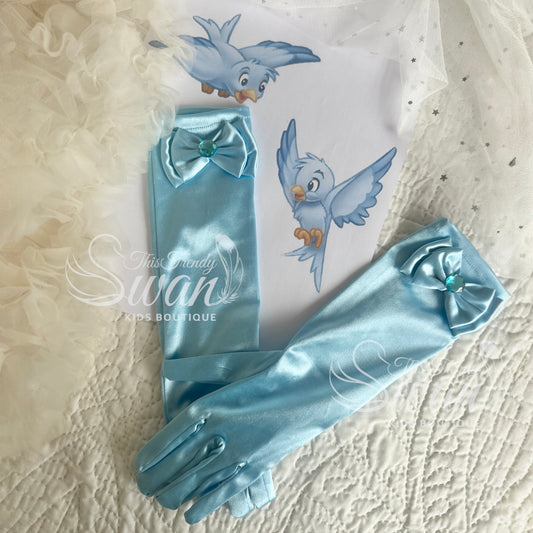 Princess Gloves - Light blue/gem