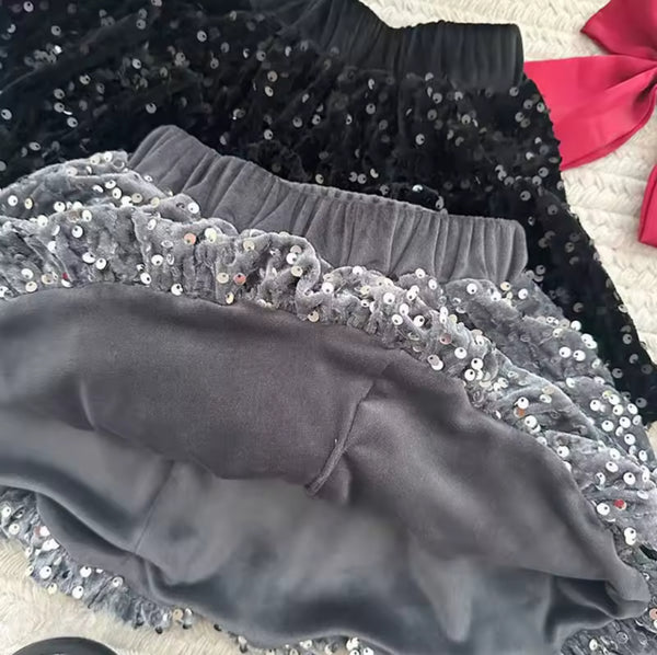 Cardigan & Sequin Skirt