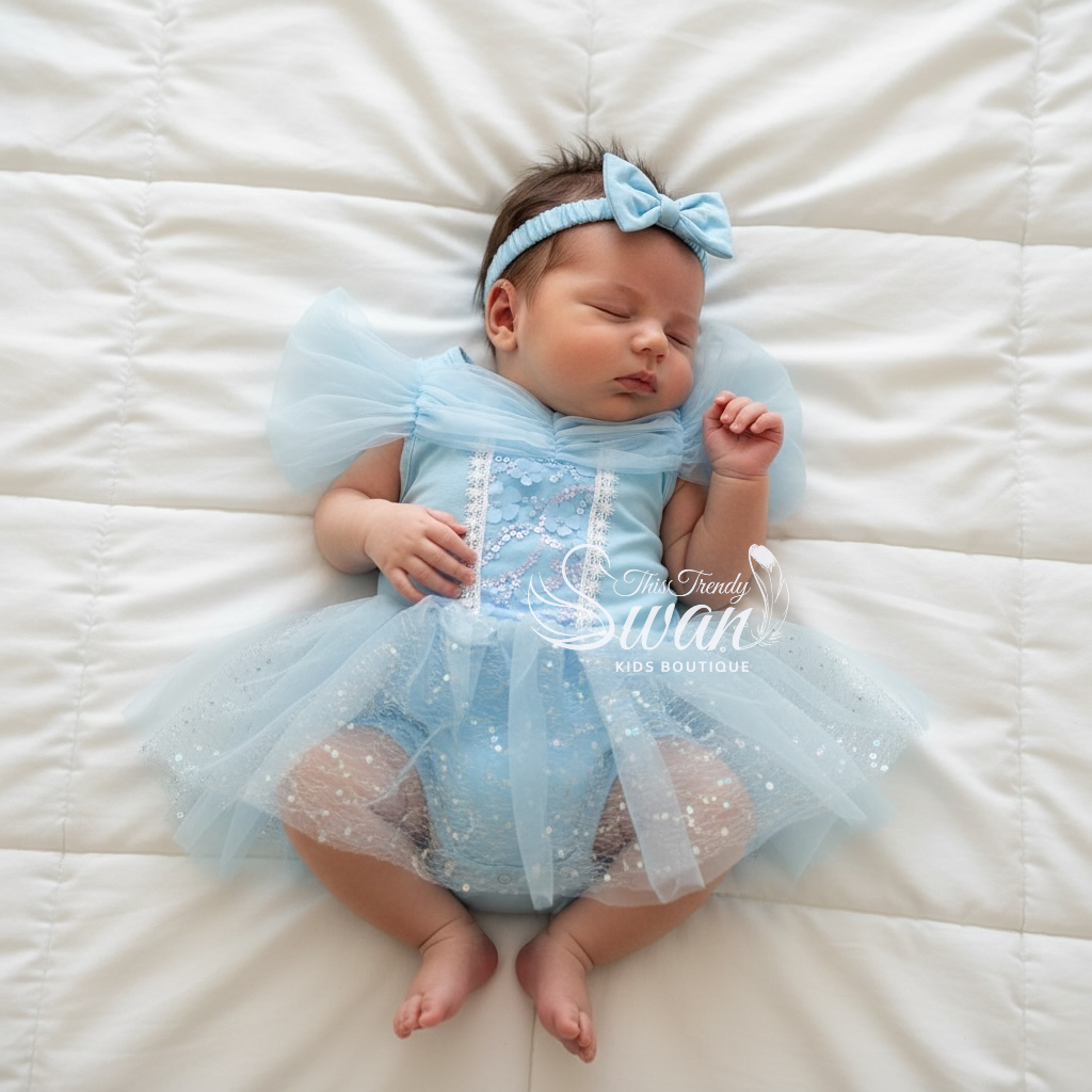 Baby Cinder Romper Dress & Headband