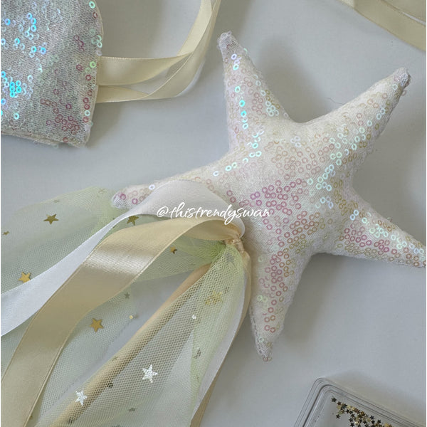 Sequin Crown & Wand - Iridescent/Yellow