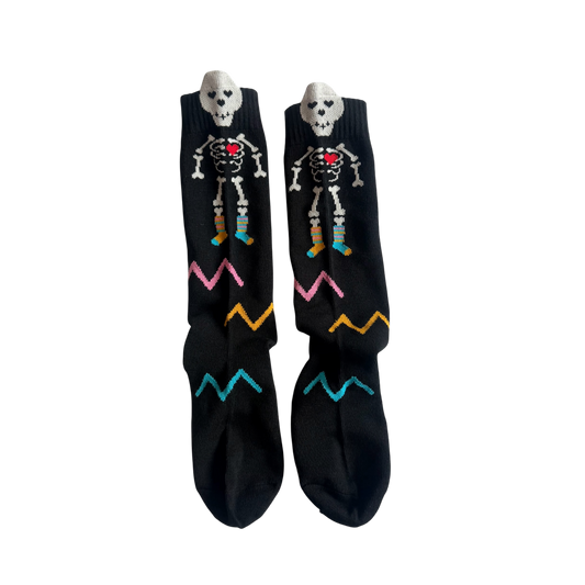 Skeleton High Knee Socks