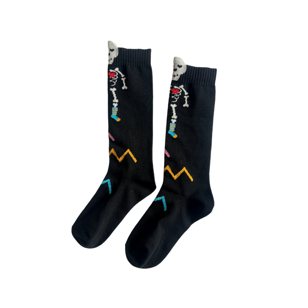 Skeleton High Knee Socks