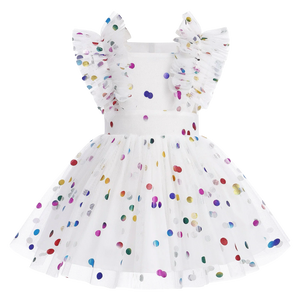 Silvia Tulle Dress - White Confetti
