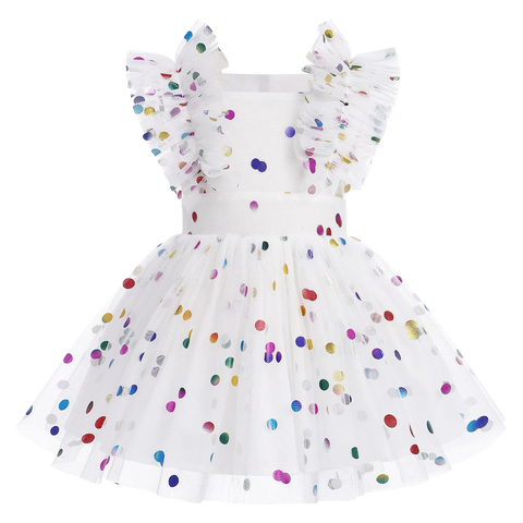 Silvia Tulle Dress - White Confetti