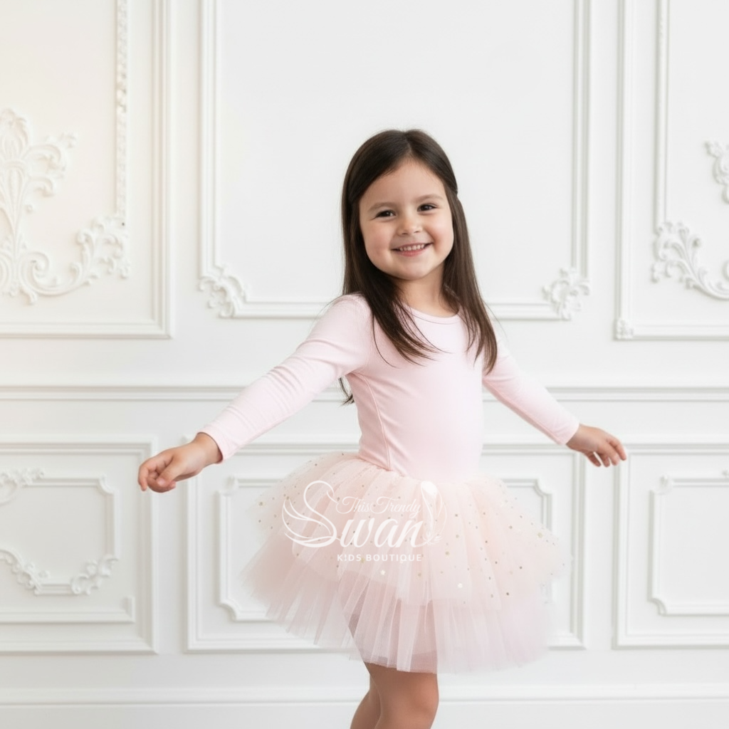 Leotard Tutu Dress Long Sleeve – Pink
