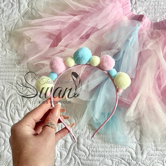 Pom-pom Headband - Cotton Candy