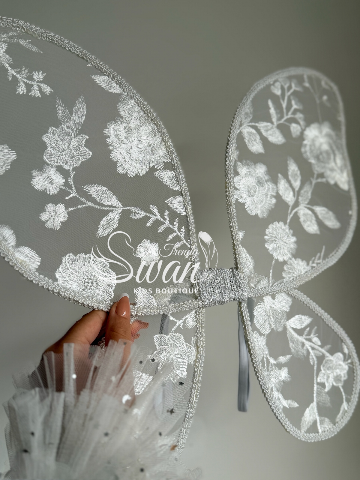 Embroidered White Wings & Wand