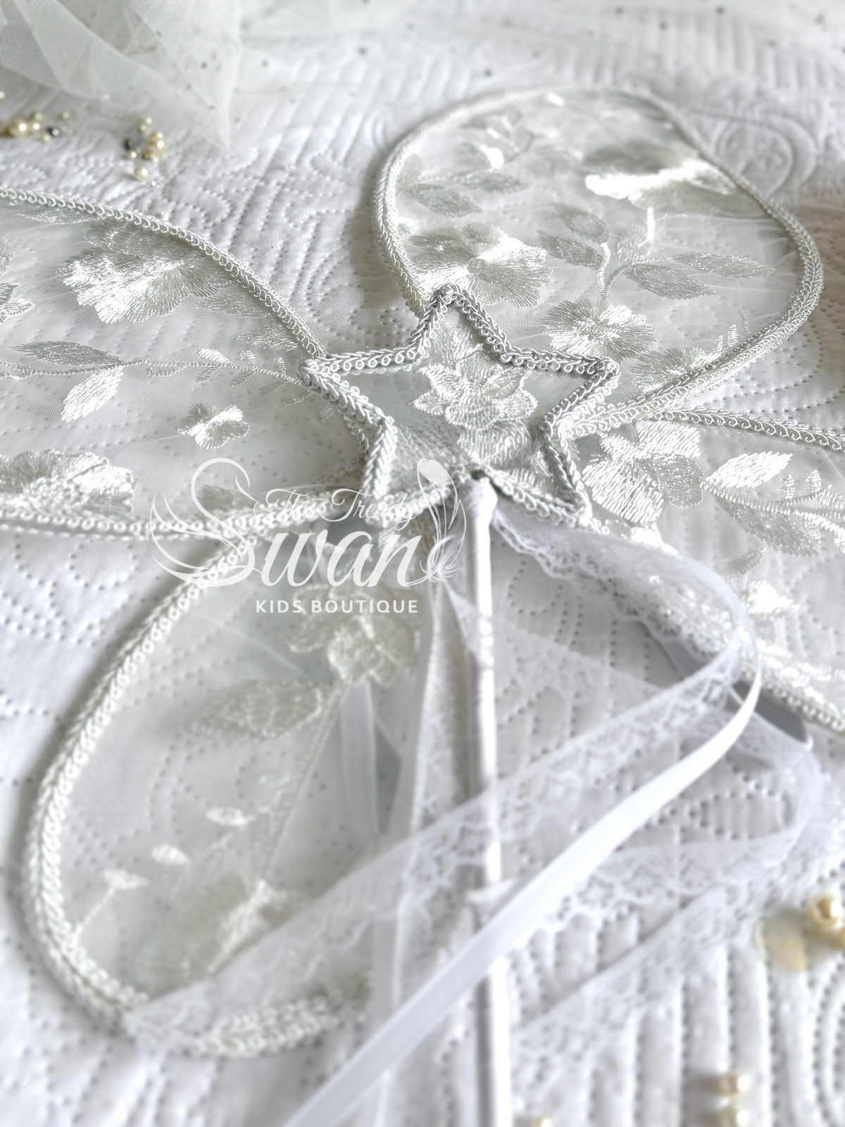 Embroidered White Wings & Wand