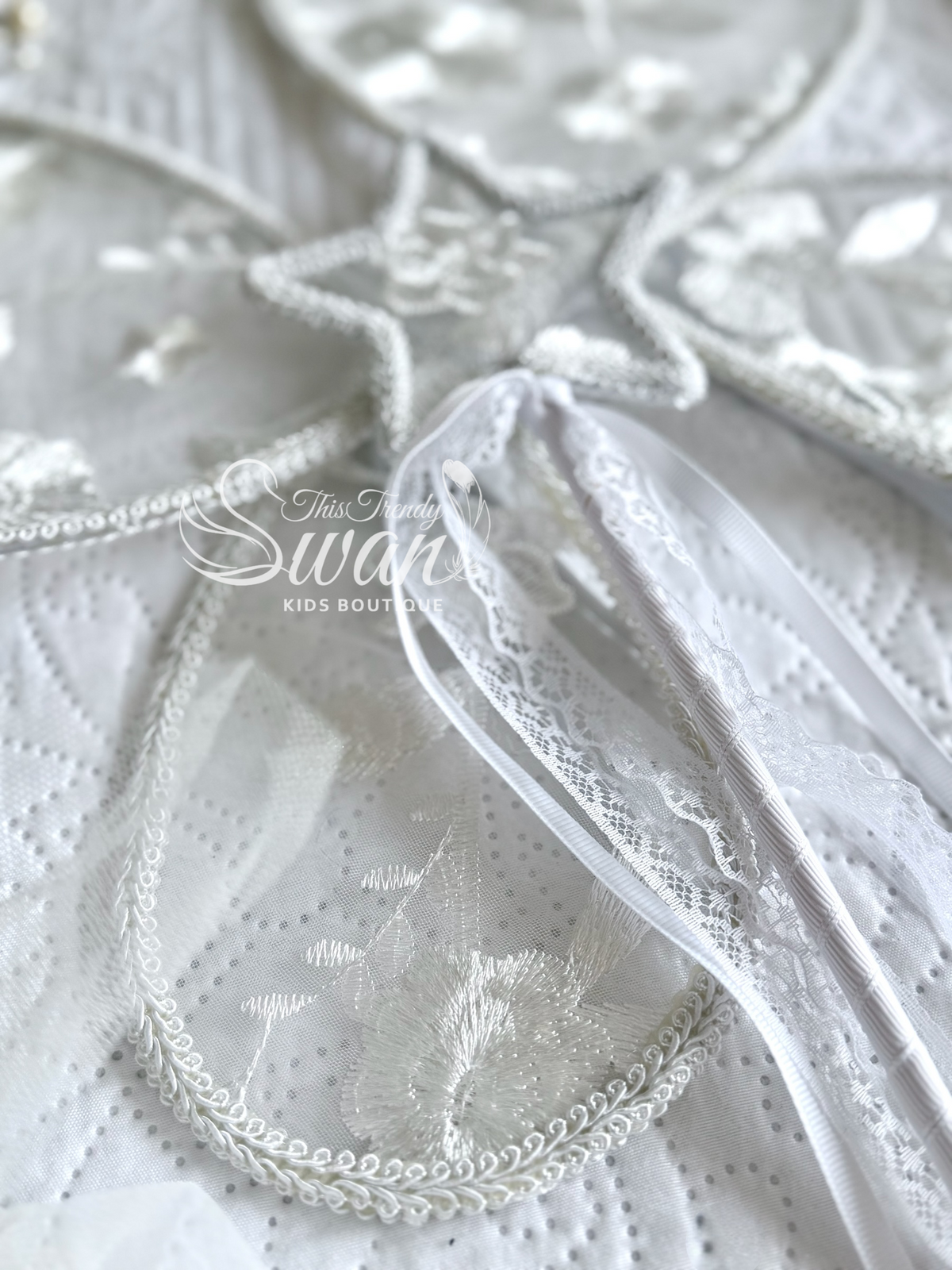 Embroidered White Wings & Wand
