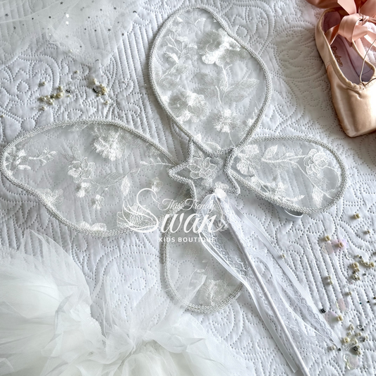 Embroidered White Wings & Wand