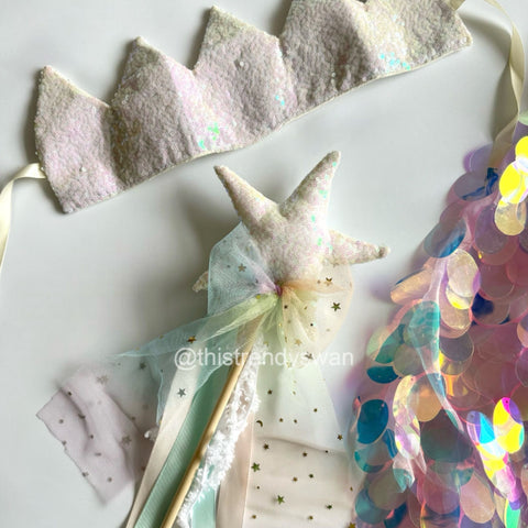 Sequin Crown & Wand- Rainbow