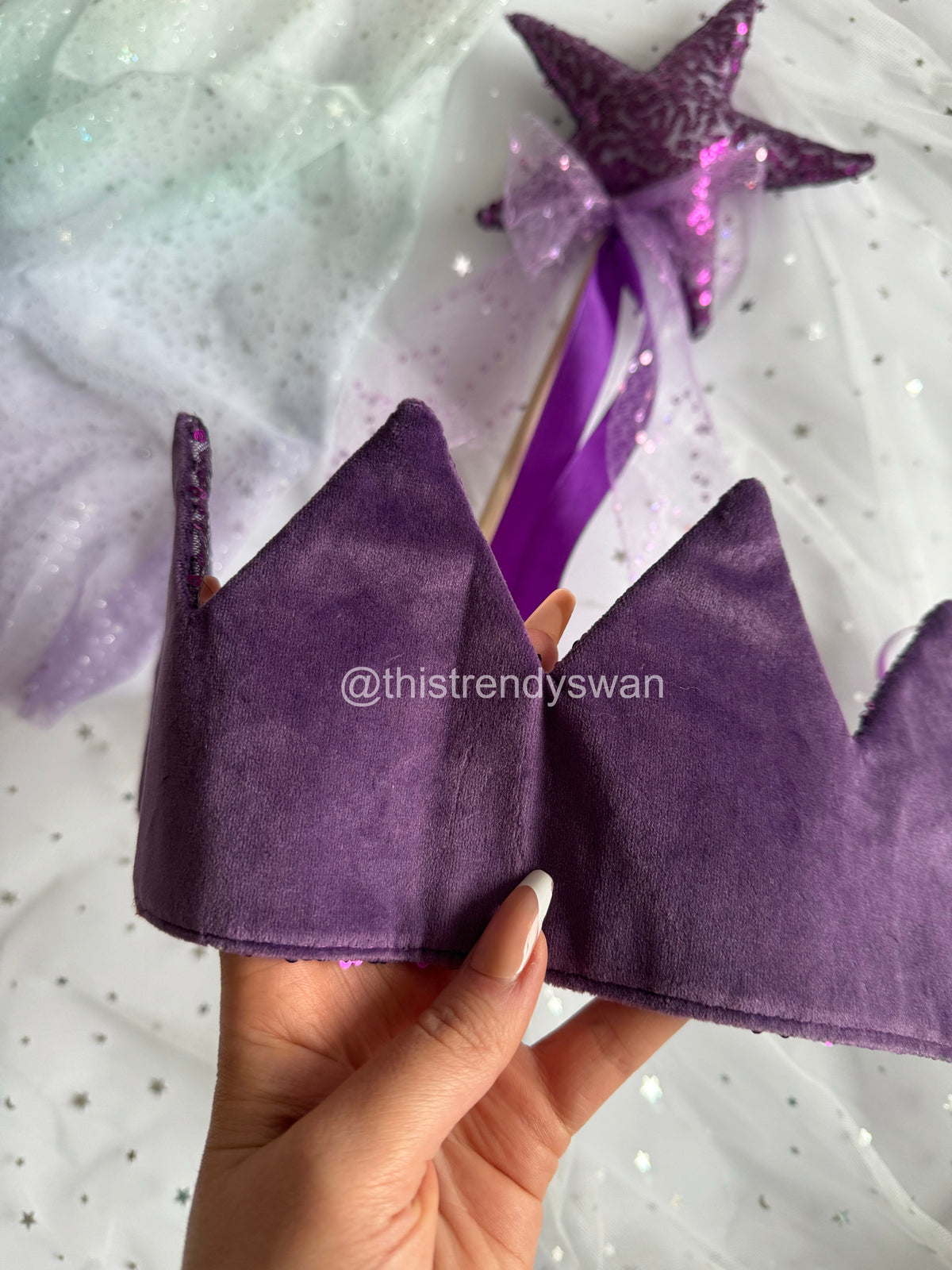 Sequin Crown & Wand - Purple