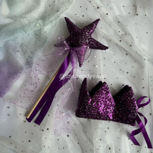 Sequin Crown & Wand - Purple