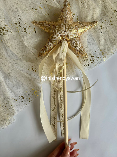 Sequin Crown & Wand - Gold