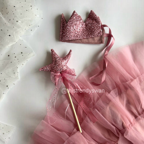 Sequin Crown & Wand - Pink