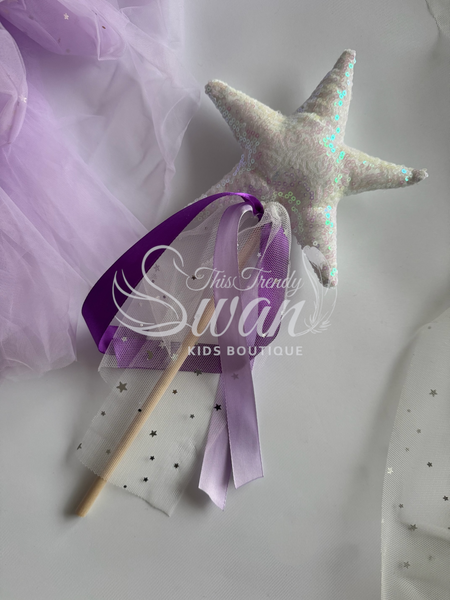 Sequin Crown & Wand -Irisescent/Purple Gems