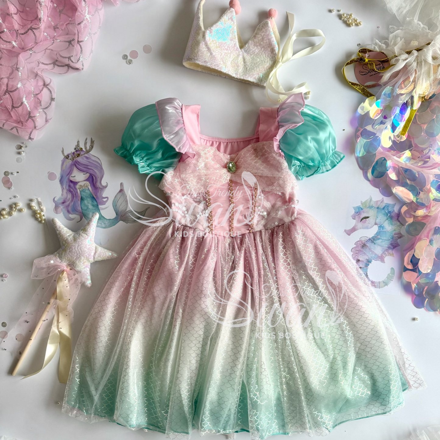 Princess Mermaid Rainbow Dress