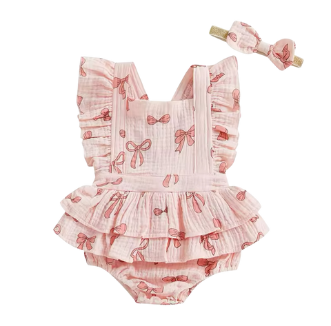 Bow Printed Romper