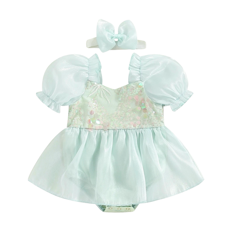 Amaya Romper Dress- Mint