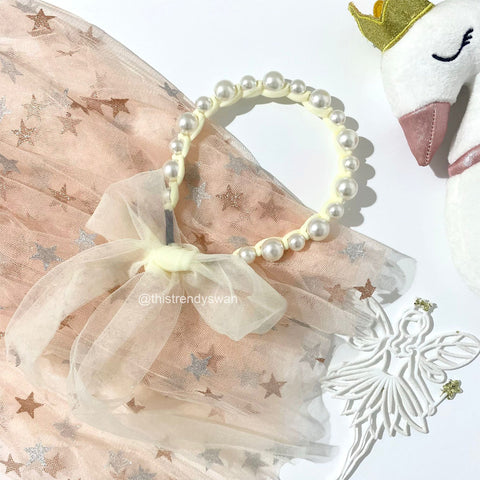 Pearl Ribbon Tie Headband