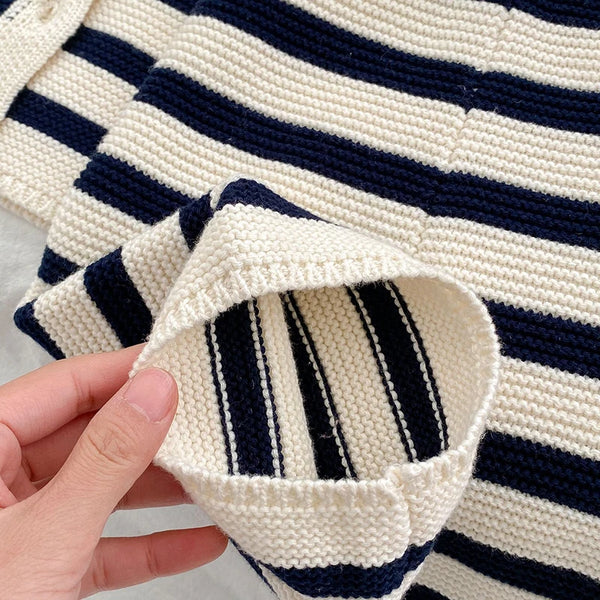 Knitted Stripe Cardigan & Trousers