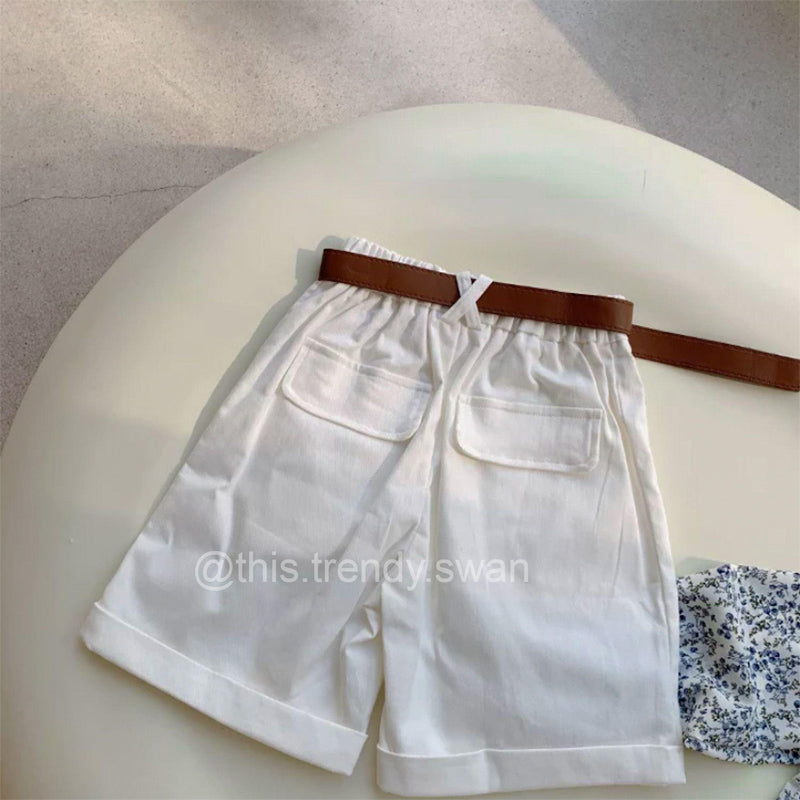 White Belted Shorts