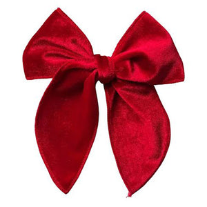 Velvet Bow Hair Clip - Red