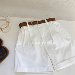 White Belted Shorts