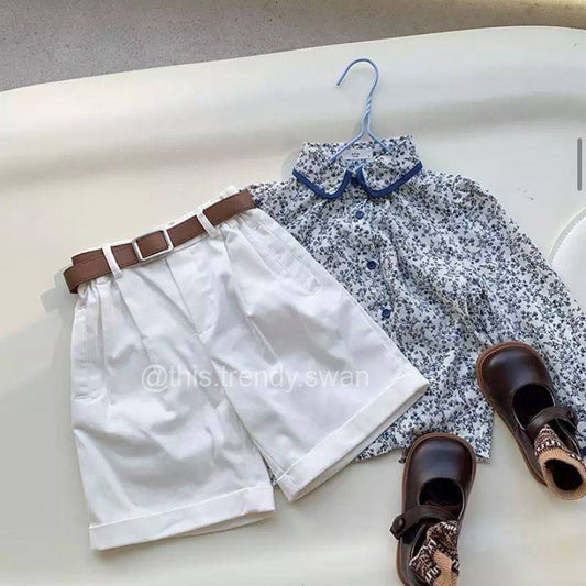 White Belted Shorts